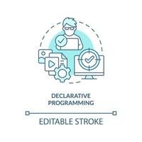 Declarative programming turquoise concept icon. Coding paradigm abstract idea thin line illustration. Specifying result. Isolated outline drawing. Editable stroke vector