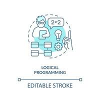 Logical programming turquoise concept icon. Coding paradigm type abstract idea thin line illustration. Mathematical logic. Isolated outline drawing. Editable stroke vector