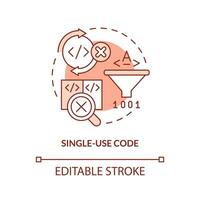 Single-use code terracotta concept icon. Procedural programming disadvantage abstract idea thin line illustration. Isolated outline drawing. Editable stroke vector