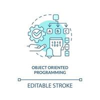 Object oriented programming turquoise concept icon. Coding paradigm approach abstract idea thin line illustration. Isolated outline drawing. Editable stroke vector