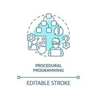 Procedural programming turquoise concept icon. Coding paradigm abstract idea thin line illustration. Sequence of commands. Isolated outline drawing. Editable stroke vector