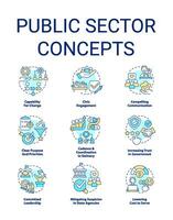 Public sector concept icons set. Governmental services and enterprises. idea thin line color illustrations. Isolated symbols. Editable stroke vector