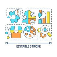 Market segmentation research concept icon. Divide in groups. Commercial analytics. Fix issue abstract idea thin line illustration. Isolated outline drawing. Editable stroke vector