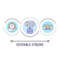 Merger timeframe for completion loop concept icon. Business activity abstract idea thin line illustration. Consolidation period. Isolated outline drawing. Editable stroke vector