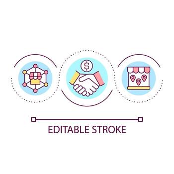 preparando para negocio expansión lazo concepto icono. red. negocio actividad resumen idea Delgado línea ilustración. organización gestión. aislado contorno dibujo. editable carrera vector