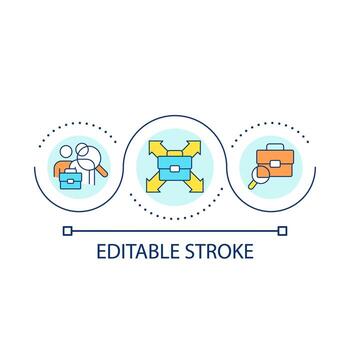 Market expansion loop concept icon. Company growth. Searching for employees. Job hunting abstract idea thin line illustration. Isolated outline drawing. Editable stroke vector