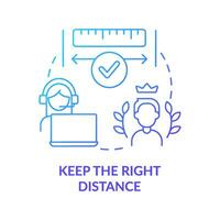 Keep right distance blue gradient concept icon. Call center customer service agent technique abstract idea thin line illustration. Isolated outline drawing vector