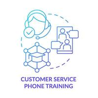 Customer service phone training blue gradient concept icon. Call center operator education abstract idea thin line illustration. Isolated outline drawing vector