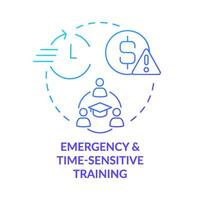 Emergency and time sensitive training blue gradient concept icon. Customer service program abstract idea thin line illustration. Isolated outline drawing vector