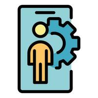 teléfono tutorial icono vector plano