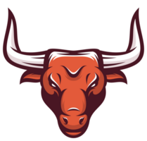 kleurrijk rood stier dier beest hoofd sport logo png