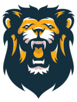 färgrik Centrum lejon djur- fä huvud sport logotyp png