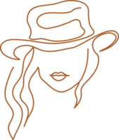 Orange Frauen Gesicht Pose Hand gezeichnet Linie Kunst png