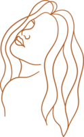 Orange Women Face Pose Hand Drawn Line Art png