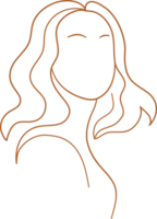Orange Women Face Pose Hand Drawn Line Art png