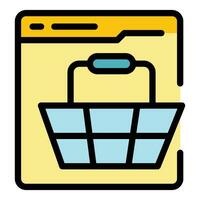 Online basket shop icon vector flat