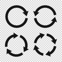 Recycle arrow icon vector illustration. Set of black circle vector arrows. Arrow rotation symbol vector Icons