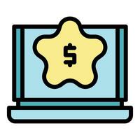 Laptop star content icon vector flat