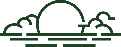 vert rétro ciel main tiré ligne art icône monogramme png