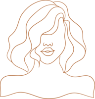 Orange Women Face Pose Hand Drawn Line Art png