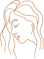 Orange Women Face Pose Hand Drawn Line Art png