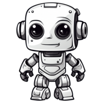 Cute modern robots characters elements. Artificial intelligence or scientific innovation technologies concept. Isolated design for mascots, sticker, mechanical toys, game character. png