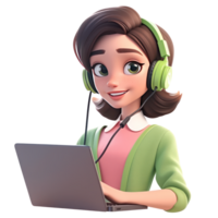 ligar Centro pessoas trabalhando vestindo fones de ouvido com computador portátil, microfones, falando para clientes. cliente Apoio, suporte ajuda, linha direta operadores consultar serviço, global conectados técnico apoiar. generativo ai png