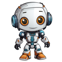 Cute modern robots characters elements. Artificial intelligence or scientific innovation technologies concept. Isolated design for mascots, sticker, mechanical toys, game character. png