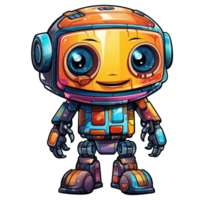 Cute modern robots characters elements. Artificial intelligence or scientific innovation technologies concept. Isolated design for mascots, sticker, mechanical toys, game character. png