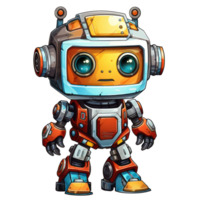 Cute modern robots characters elements. Artificial intelligence or scientific innovation technologies concept. Isolated design for mascots, sticker, mechanical toys, game character. png