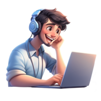 Call center people working wearing headsets with laptop, microphones, talking to customers. Customer support help, hotline operators consult service, global online technical support. png