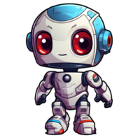 Cute modern robots characters elements. Artificial intelligence or scientific innovation technologies concept. Isolated design for mascots, sticker, mechanical toys, game character. png