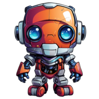 Cute modern robots characters elements. Artificial intelligence or scientific innovation technologies concept. Isolated design for mascots, sticker, mechanical toys, game character. png