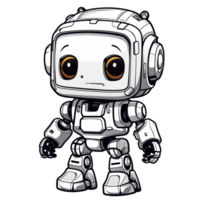 Cute modern robots characters elements. Artificial intelligence or scientific innovation technologies concept. Isolated design for mascots, sticker, mechanical toys, game character. png