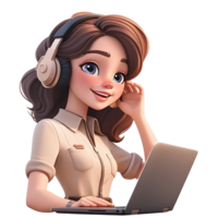 Call center people working wearing headsets with laptop, microphones, talking to customers. Customer support help, hotline operators consult service, global online technical support. png