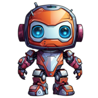 Cute modern robots characters elements. Artificial intelligence or scientific innovation technologies concept. Isolated design for mascots, sticker, mechanical toys, game character. png