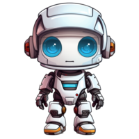 Cute modern robots characters elements. Artificial intelligence or scientific innovation technologies concept. Isolated design for mascots, sticker, mechanical toys, game character. png