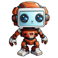Cute modern robots characters elements. Artificial intelligence or scientific innovation technologies concept. Isolated design for mascots, sticker, mechanical toys, game character. png