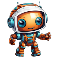 Cute modern robots characters elements. Artificial intelligence or scientific innovation technologies concept. Isolated design for mascots, sticker, mechanical toys, game character. png