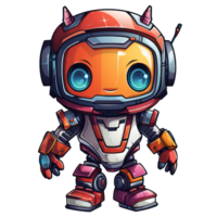 Cute modern robots characters elements. Artificial intelligence or scientific innovation technologies concept. Isolated design for mascots, sticker, mechanical toys, game character. png