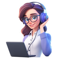 Call center people working wearing headsets with laptop, microphones, talking to customers. Customer support help, hotline operators consult service, global online technical support. png
