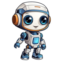 Cute modern robots characters elements. Artificial intelligence or scientific innovation technologies concept. Isolated design for mascots, sticker, mechanical toys, game character. png