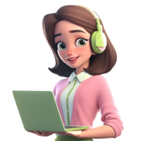 Call center people working wearing headsets with laptop, microphones, talking to customers. Customer support help, hotline operators consult service, global online technical support. png