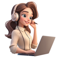 Call center people working wearing headsets with laptop, microphones, talking to customers. Customer support help, hotline operators consult service, global online technical support. png