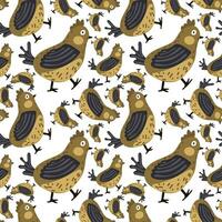 Seamless pattern in the form of cute yurkov birds. Funny hand-drawn animals. Creative children's background in Scandinavian style. Vector illustration. Yurok on a white background