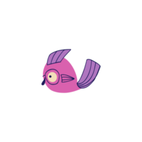 Strange Fish character. Cute bizarre comic characters in modern flat hand drawn style png