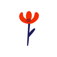 Strange cute red flower in doodle style png