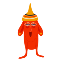 Orange funny dog with funny smile face and legs and hands. Illustration in a modern childish hand-drawn style png