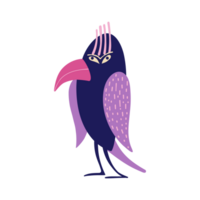 Quirky strange crow. A bizarre strange bird with a purple color png