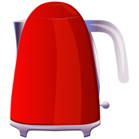 Red vintage electric tea kettle. Cooking utensil, kitchenware. Cartoon illustration for food apps, websites and menues png